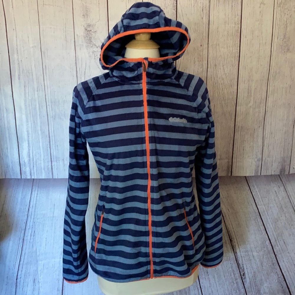 Columbia size Medium blue striped jacket EUC